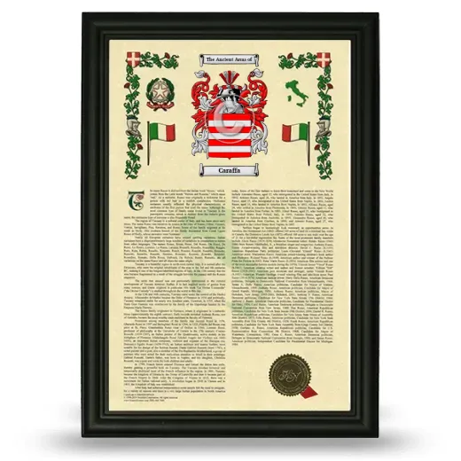 Caraffa Armorial History Framed - Black