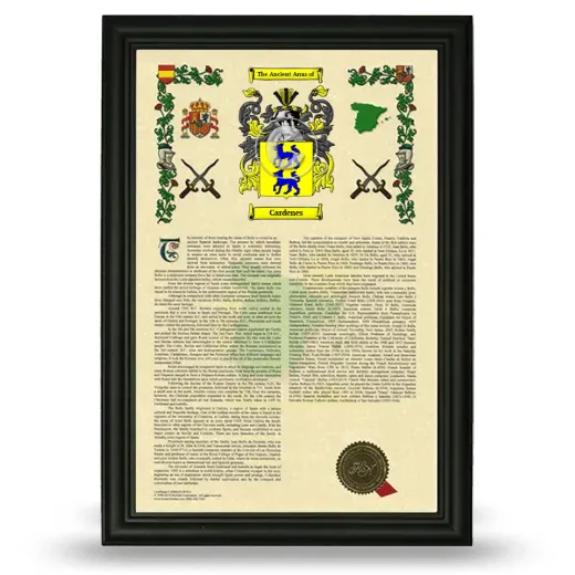 Cardenes Armorial History Framed - Black
