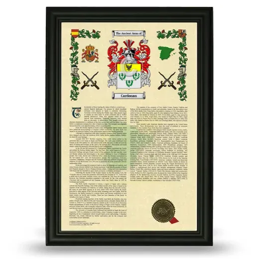 Cardonan Armorial History Framed - Black