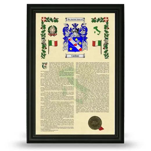 Cardoni Armorial History Framed - Black