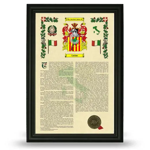 Carina Armorial History Framed - Black