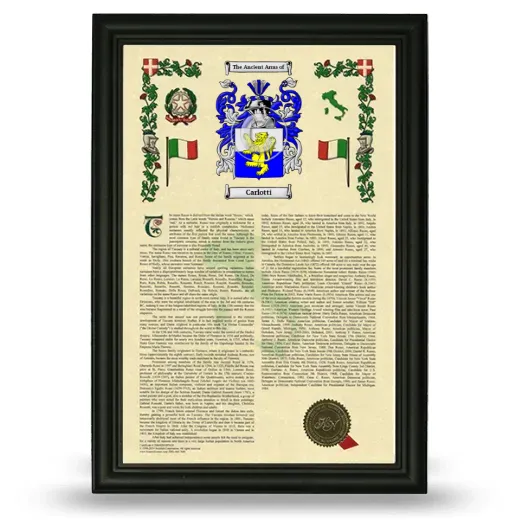 Carlotti Armorial History Framed - Black