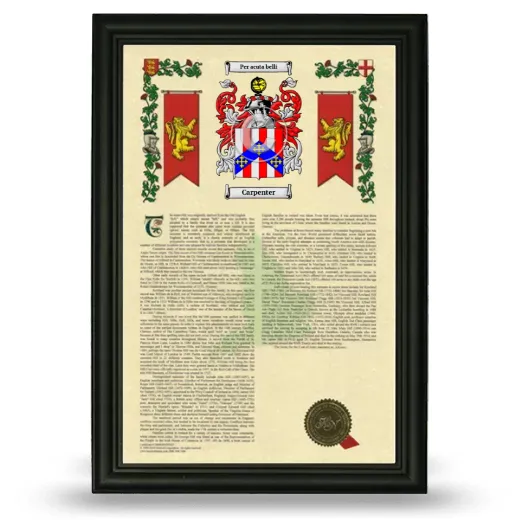 Carpenter Armorial History Framed - Black