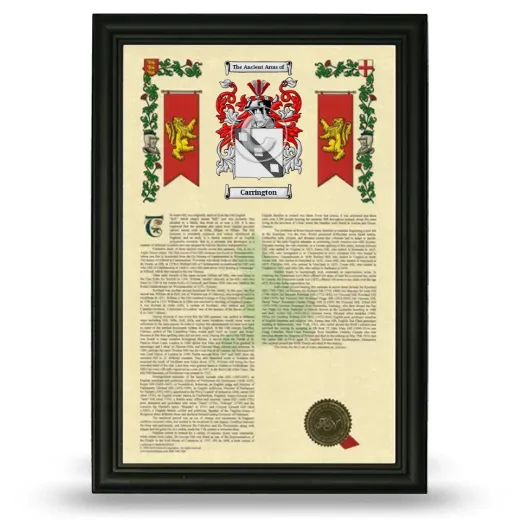 Carrington Armorial History Framed - Black