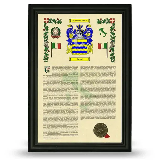 Casal Armorial History Framed - Black