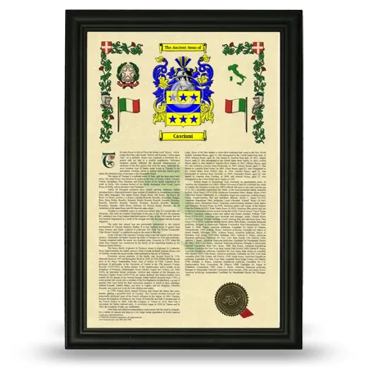 Casciani Armorial History Framed - Black