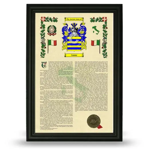 Cason Armorial History Framed - Black