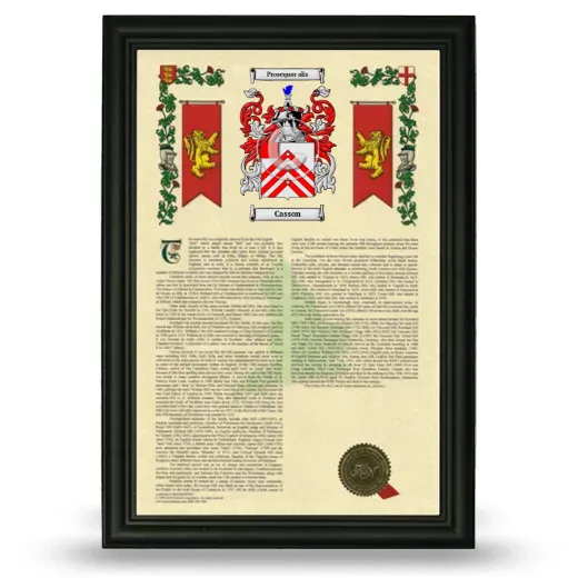 Casson Armorial History Framed - Black