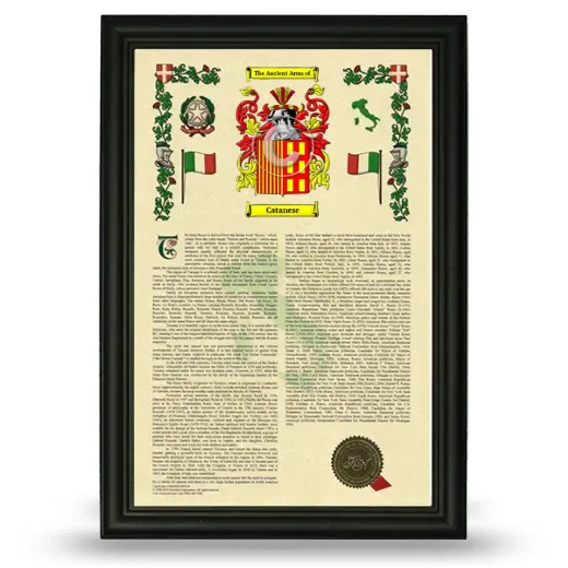 Catanese Armorial History Framed - Black