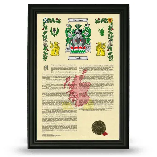Caudle Armorial History Framed - Black