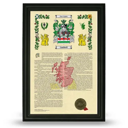 Caudwell Armorial History Framed - Black