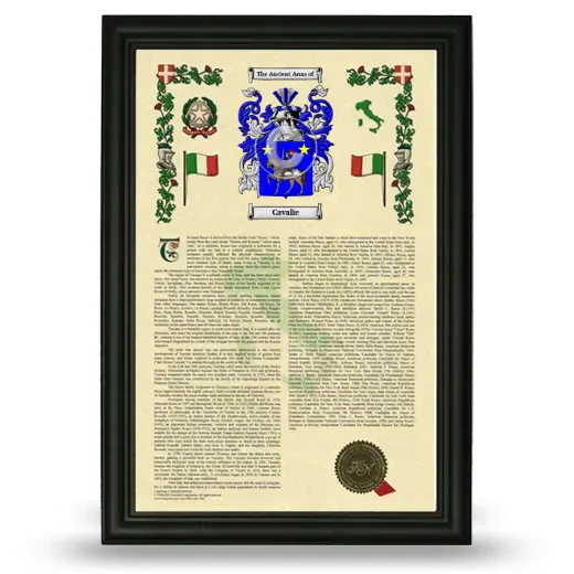 Cavalie Armorial History Framed - Black
