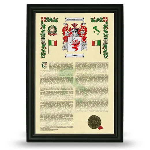 Cecco Armorial History Framed - Black
