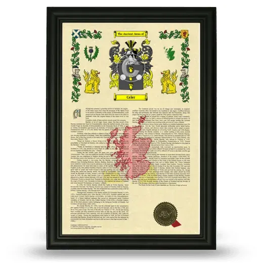 Celer Armorial History Framed - Black