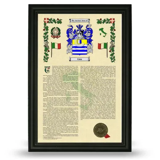 Cera Armorial History Framed - Black
