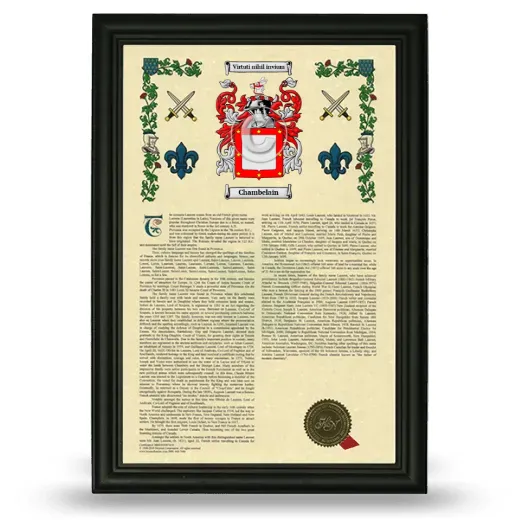 Chambelain Armorial History Framed - Black