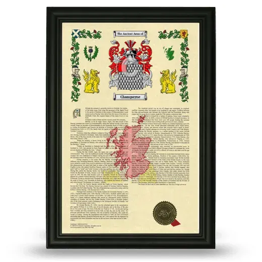 Champayne Armorial History Framed - Black