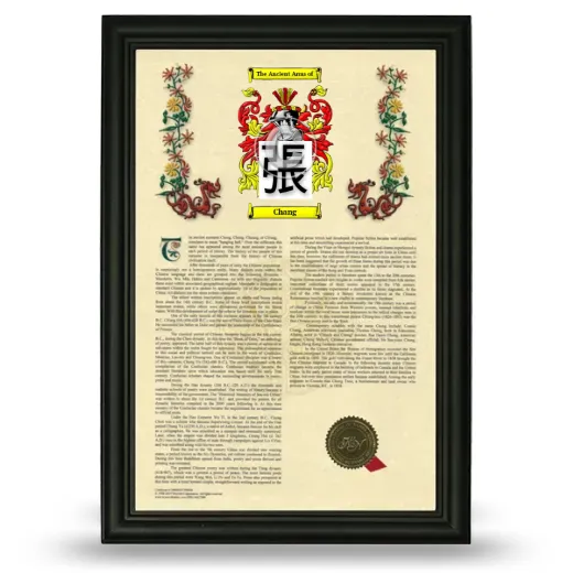 Chang Armorial History Framed - Black