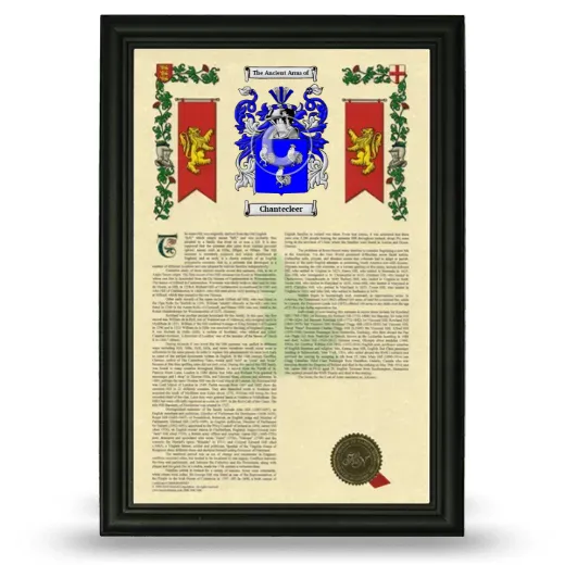 Chantecleer Armorial History Framed - Black