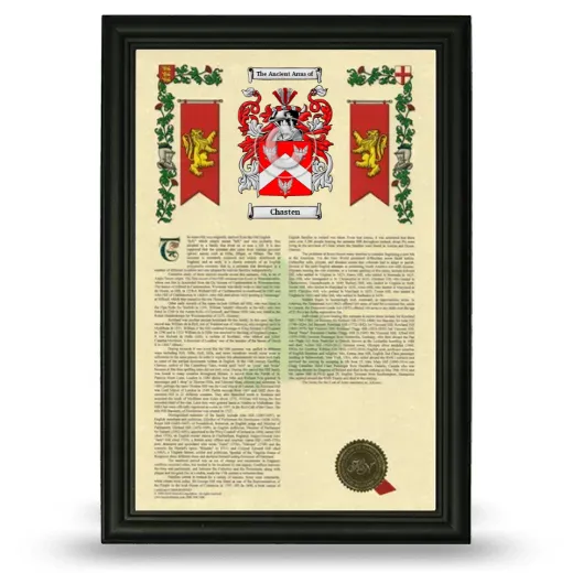 Chasten Armorial History Framed - Black