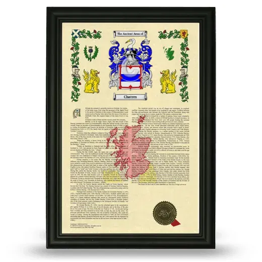 Chatres Armorial History Framed - Black