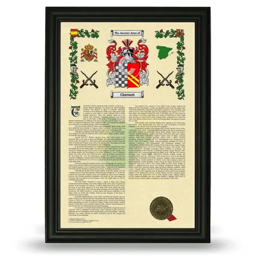 Chavarri Armorial History Framed - Black