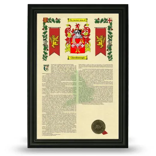 Cheesborough Armorial History Framed - Black