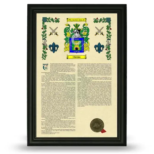 Cherma Armorial History Framed - Black