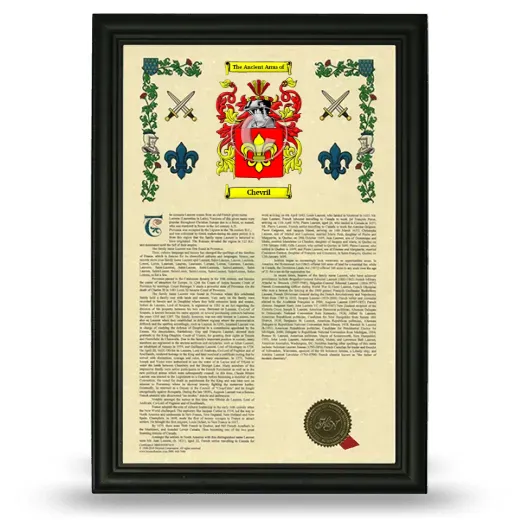 Chevril Armorial History Framed - Black