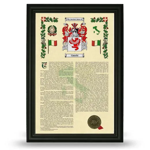 Cianchi Armorial History Framed - Black