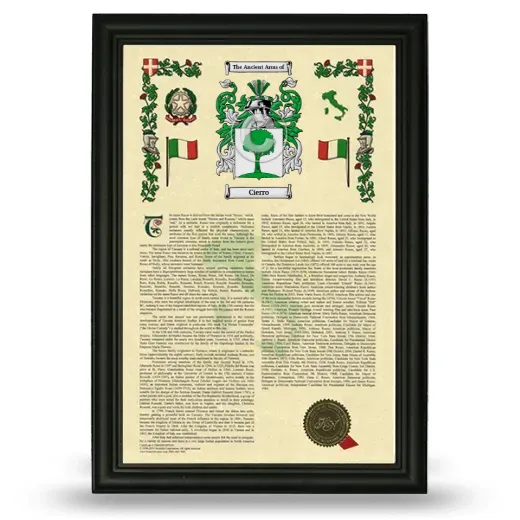 Cierro Armorial History Framed - Black