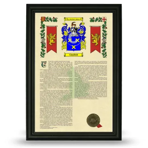 Clanfield Armorial History Framed - Black