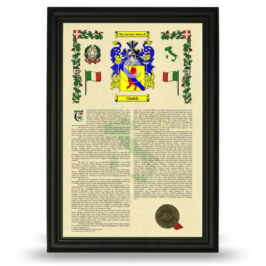Clarich Armorial History Framed - Black