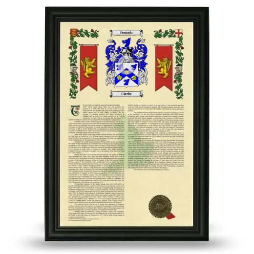 Clarks Armorial History Framed - Black