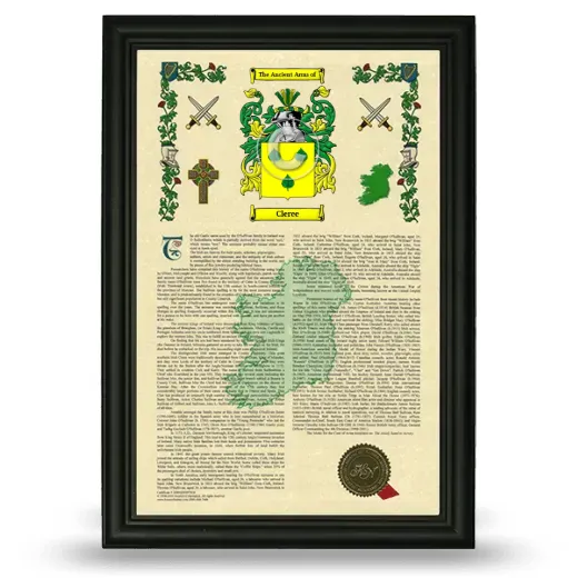Cleree Armorial History Framed - Black