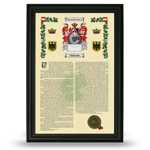 Clinkscales Armorial History Framed - Black