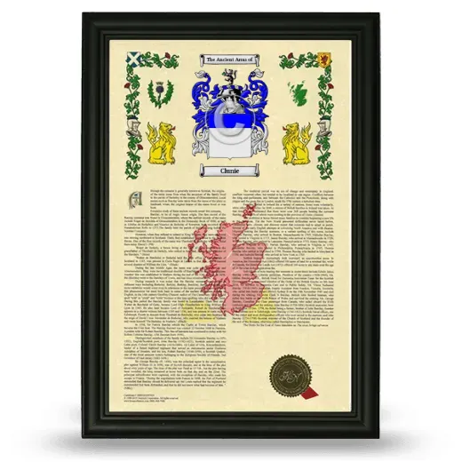 Clunie Armorial History Framed - Black