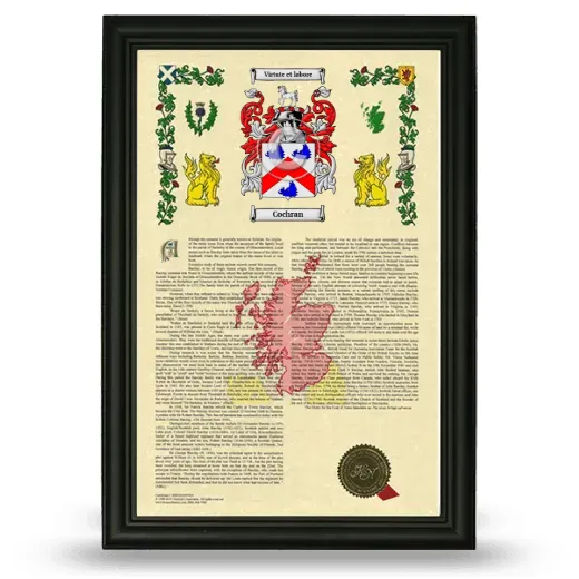 Cochran Armorial History Framed - Black
