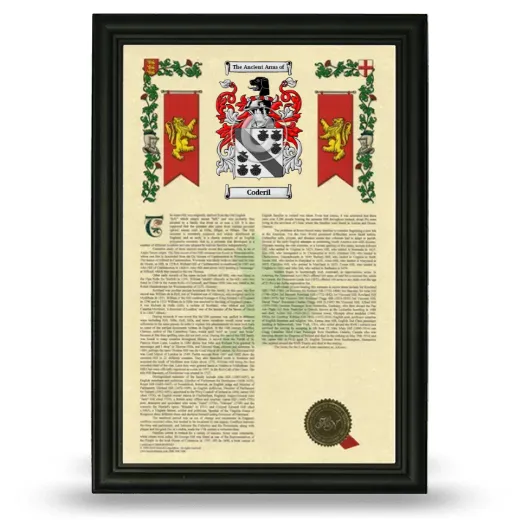 Coderil Armorial History Framed - Black