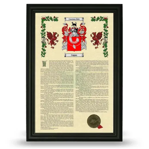 Cogan Armorial History Framed - Black