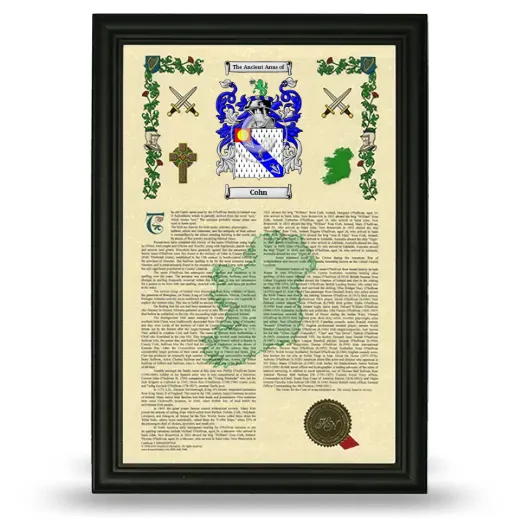 Cohn Armorial History Framed - Black