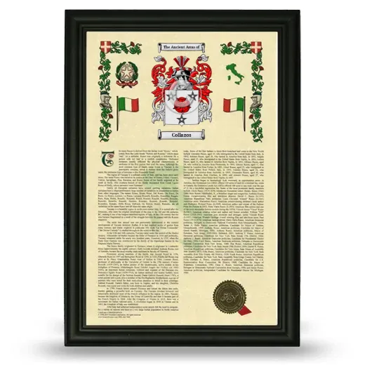 Collazos Armorial History Framed - Black
