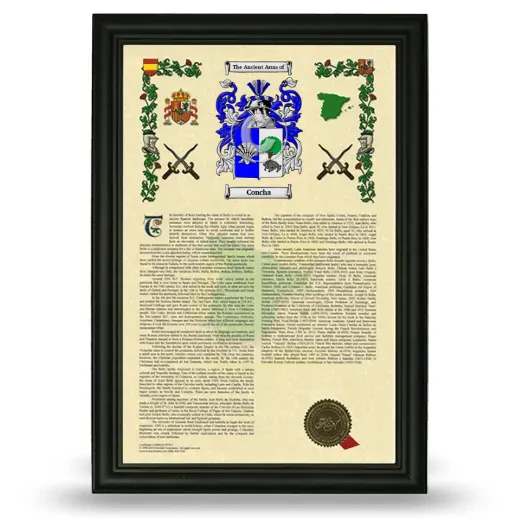 Concha Armorial History Framed - Black