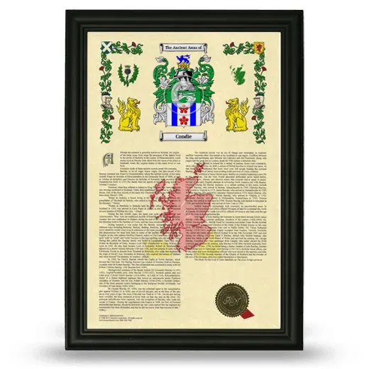 Condie Armorial History Framed - Black