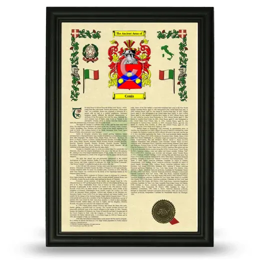 Conis Armorial History Framed - Black