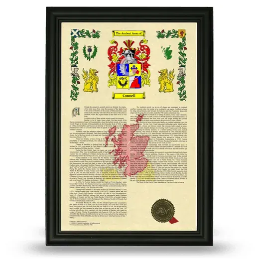 Connell Armorial History Framed - Black