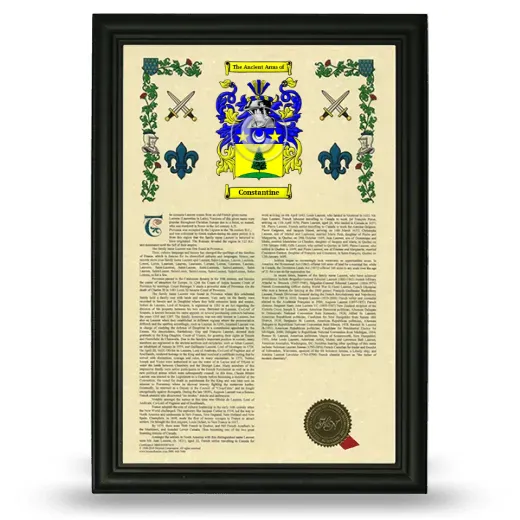 Constantine Armorial History Framed - Black