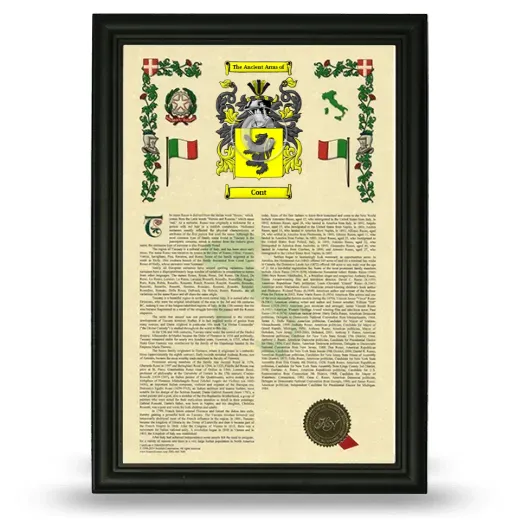 Cont Armorial History Framed - Black
