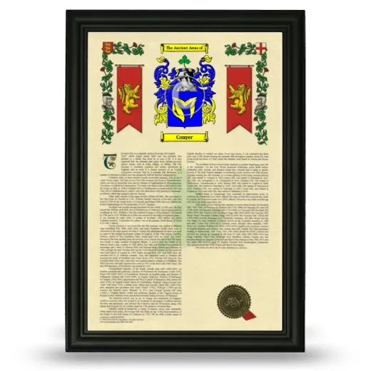 Conyer Armorial History Framed - Black