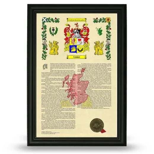 Coome Armorial History Framed - Black